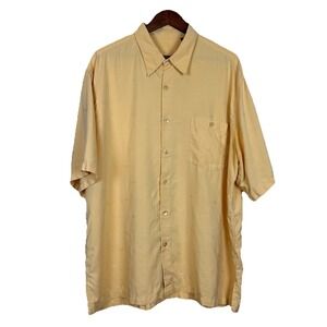 Tori Richard Mens 2XL 100% Silk Button Down Hawaiian Shirt Jacquard Palm Floral